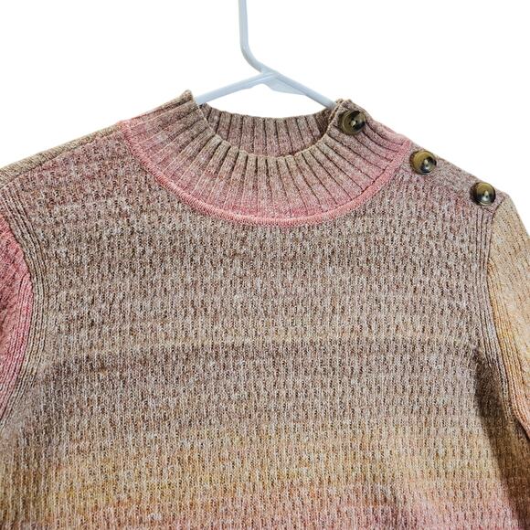 Talbots Mock Neck Sweater Ombre Color Block Size Small Classic Minimalist Y2K - Picture 4 of 8